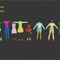 Fashionable Clothing Collection With Dresses Tops Pants Jackets And Mannequins
