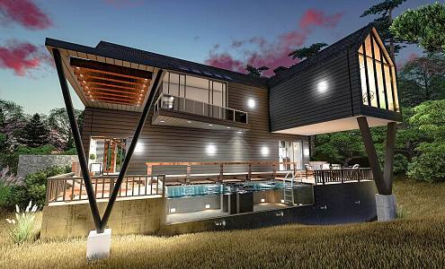 Modern Homestay Building Single-family Villa 3d model