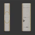 Decorative Rectangular Panels with White Surface Golden Borders Circular Decorations and Cracked Texture