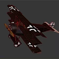 Vintage Dark Brown Biplane Model Featuring White Cross Wings And Propeller For Space Aviation Enthusiasts