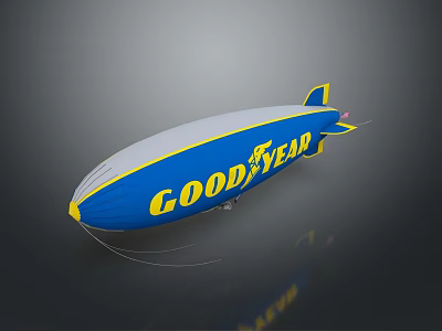 Goodyear Blimp Airship With Blue White Yellow Colors And Brand Logo 3d model