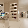 Minimalist Beige Tone Modern Clothing Store Interior With Neat Clothes Mannequin And Accessories