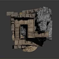 Modern Natural Style Rock Structure With Wooden Pathway And Scenic Platform