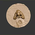 Golden Human Figure Statue With Shiny Surface On Round Base