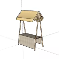 Commercial Equipment Outdoor Market Stall With Yellow Striped Canopy And Wooden Frame