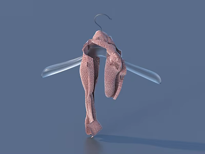 Pink Patterned Scarf Hanging On Transparent Hanger With Light Blue Background 3d model