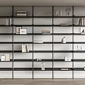 Modern Bookshelf with Multiple Shelves Books Picture Frames and Decorative Items 3d model