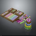 Colorful Candy Display With Assorted Chocolate And Stacked Sweet Treats
