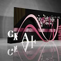 GKAL Letter Display With Pink Wavy Decorations And Flower Bouquet On Black Background