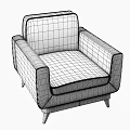 Single Sofa Brown Leather Upholstered with Armrests and Wooden Legs Modern Living Room Furniture
