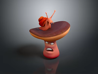 Red Reptile With Angry Face Sitting On Brown Mushroom In 3D Model Scene 3d model Red Reptile With Angry Face Sitting On Brown Mushroom In 3D Model Scene 3d model