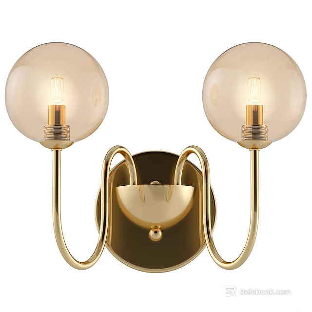 Modern Gold Wall Sconce With Two Globe Shades And Stylish Design 3d model 