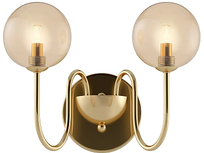 Modern Gold Wall Sconce With Two Globe Shades And Stylish Design 3d model