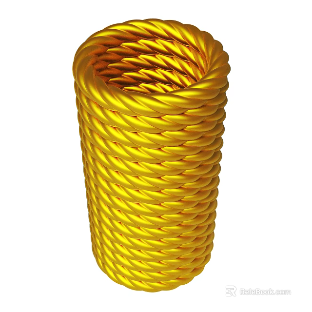 Yellow Braided Cylindrical Decorative Container With Woven Texture And Smooth Finish 3d model 