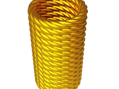 Yellow Braided Cylindrical Decorative Container With Woven Texture And Smooth Finish 3d model