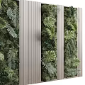 Modern Living Plant Wall Design Featuring Green Foliage And Vertical Striped Panels