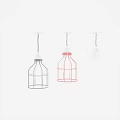 Modern Downlights With Black Red White Metal Cage Design And Vintage Bulbs