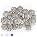 Set of Silver Circular Hanging Wall Decor Ornaments With Radial Patterns 3d model
