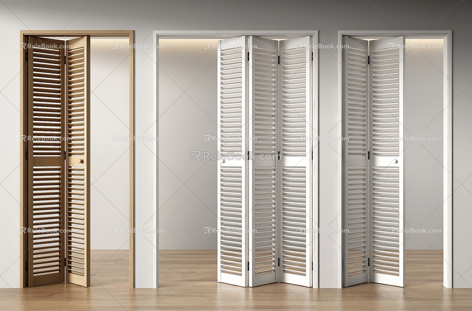 Modern folding door shutter folding door balcony folding door solid wood folding door 3d model