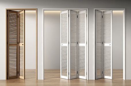 Modern folding door shutter folding door balcony folding door solid wood folding door 3d model