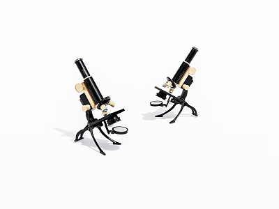 Industrial Microscopes With Tripod Stand And Black Gold Construction For Laboratory Use 3d model