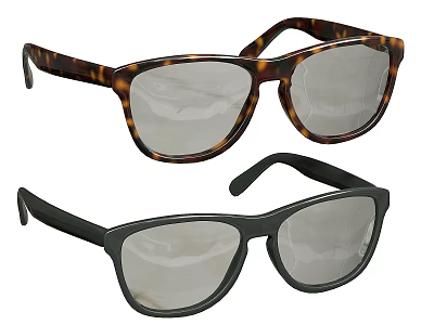 Two Pairs of Sunglasses with Tortoise Shell and Black Frames Clear Lenses Design 3d model