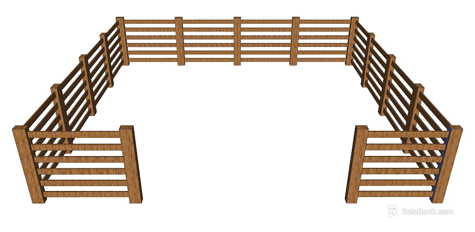 Wooden Circular Fence Structure With Horizontal Vertical Slats For Outdoor Use 3d model 