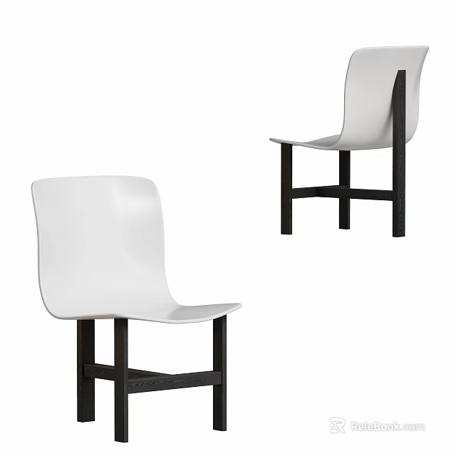 Modern White Dining Chairs With Black Legs For Sleek Contemporary Dining Space 3d model 