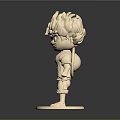 Cartoon Style Character Statue With Flame Like Hair Standing Pose And Base