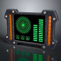 Industrial Control Panel Design Featuring Green Display Black Frame Metal Rivets And Bar Graphs 3d model
