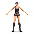 Stylish 3D Female Anime Character With Short Hair Black Vest Shorts And Long Boots