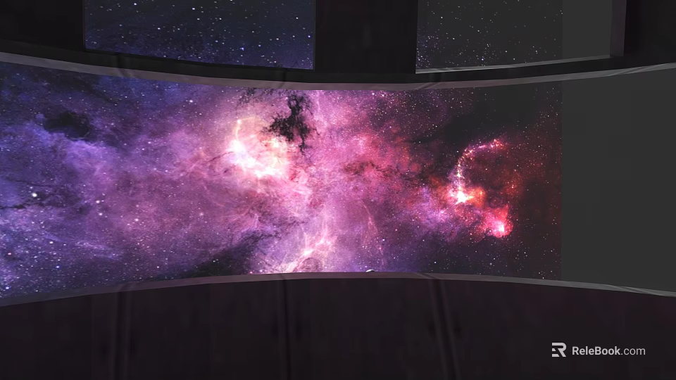 Technology Exhibition Hall With Immersive Starry Sky And Vibrant Nebula Projection 3d model 