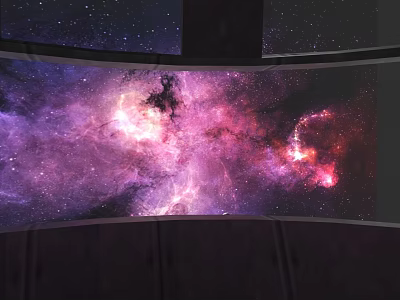 Technology Exhibition Hall With Immersive Starry Sky And Vibrant Nebula Projection 3d model