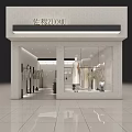 Modern Clothing Store Front With Glass Window Mannequins And Hanging Outfits