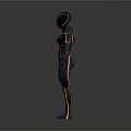 Futuristic 3D Game and Movie Character in Dark Form Fitting Suit With Yellow Accents