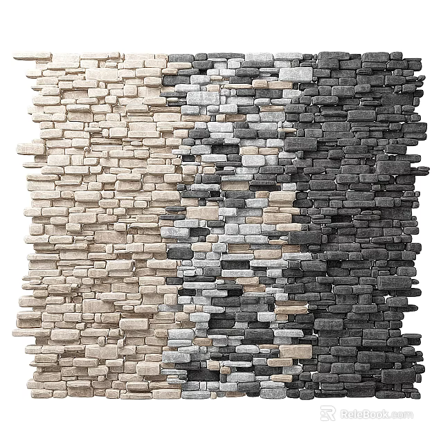 Stone Tile Wall Decor With Gradient Color 3d model 