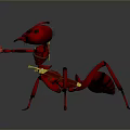 Red Mechanical Ant Robot Character With Detailed Metallic Body And Legs