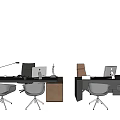 Modern Office Desk Setup With White Chairs Computer And Desk Lamp 3d model