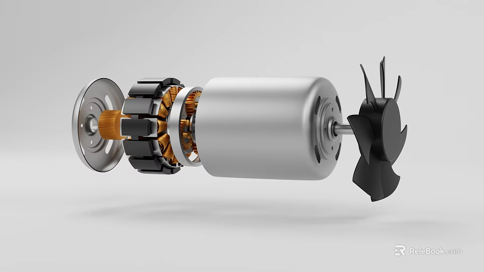 Detailed Electric Motor Internal Structure With Rotor Stator And Fan Blade Components 3d model 