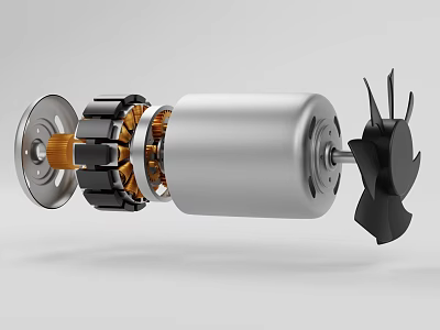 Detailed Electric Motor Internal Structure With Rotor Stator And Fan Blade Components 3d model
