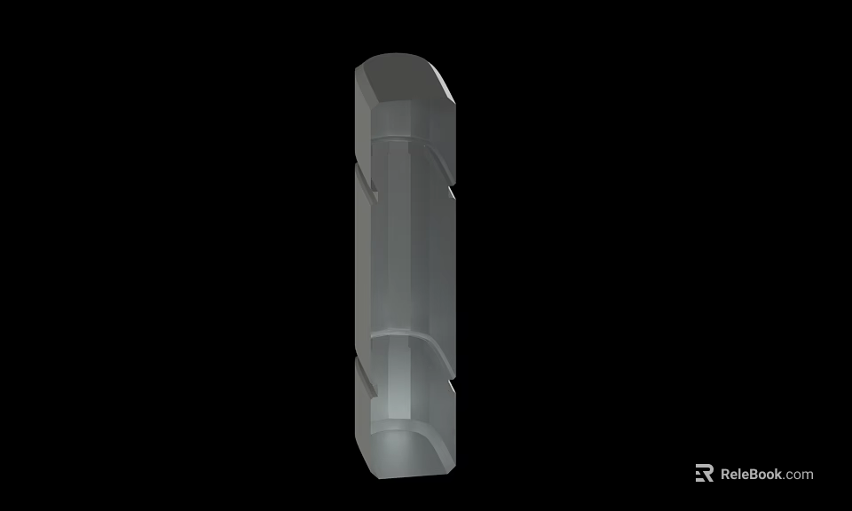 Gray Mechanical Component With Geometric Structure And Cylindrical Grooves Design 3d model 