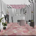 Elegant Wedding Lounge Area With Comfortable Sofa Floral Decor And Colorful Carpet
