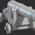 Vintage Historical Cannon With Wooden Carriage Black Barrel And Cannonballs