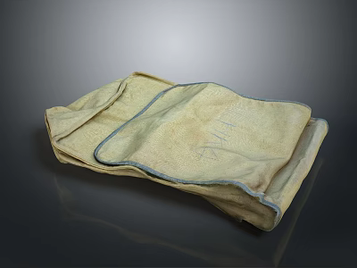 Beige Fabric Storage Bag with Small Pocket Stitched Edges and Simple Practical Design for Daily Use 3d model