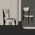 Modern Minimalist Chair With Curved Backrest Light Beige Upholstered Seat And Black Frame