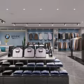 Modern Clothing Store Interior With Displayed Shirts Folded Clothes And Hanging Garments