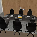 Meeting Table and Chair Training Table Solid Wood Table Rotating Lifting Chair Apple Laptop Computer Office Supplies 3d model