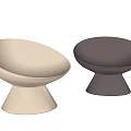 Pair of Cream White and Dark Brown Leisure Chairs with Curved Design and Textured Base