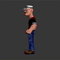 Muscular Sailor Cartoon Character With White Cap Pipe Black Shirt Blue Pants Brown Shoes
