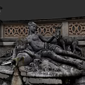 Classical Outdoor Water Fountain With Sculptural Figures And Ornate Stone Carvings